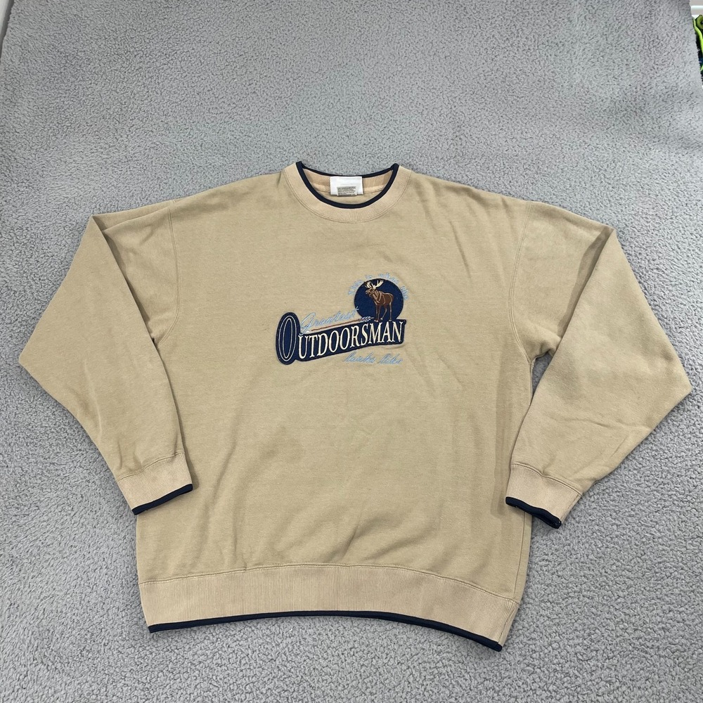 Vintage M&C Sport Greatest Outdoorsman Sweatshirt Men XL Tan Hunting Fishing
